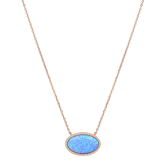 Opal oval rose gold necklace 
