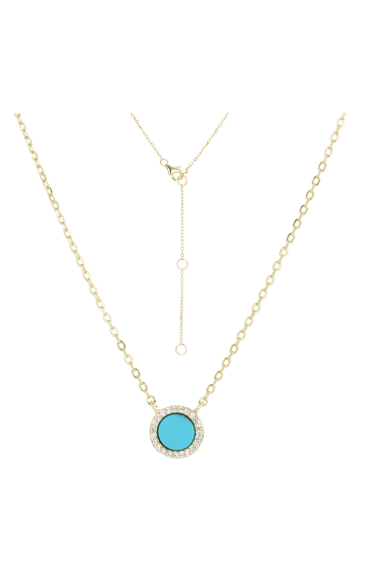 AVA ROUND TURQUOISE GOLD NECKLACE