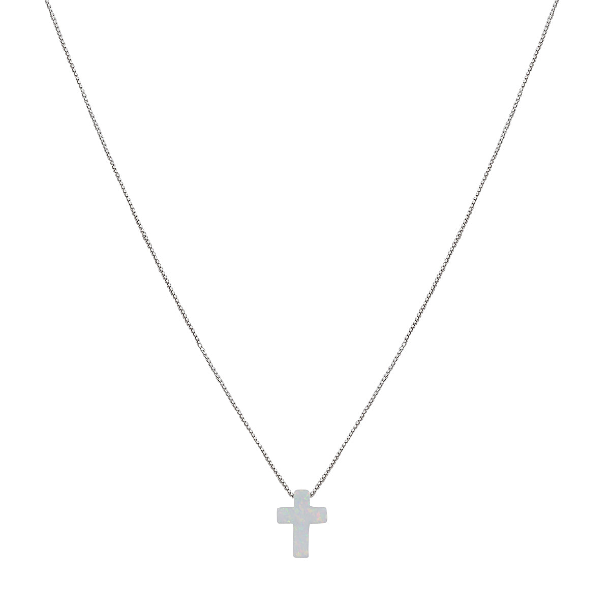 WHITE OPALITE CROSS NECKLACE