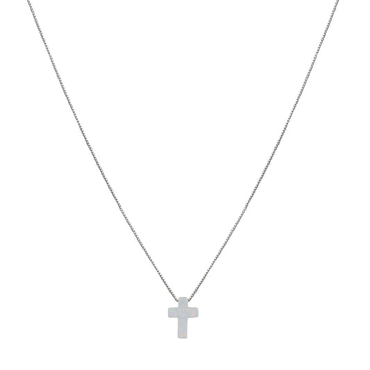 WHITE OPALITE CROSS NECKLACE