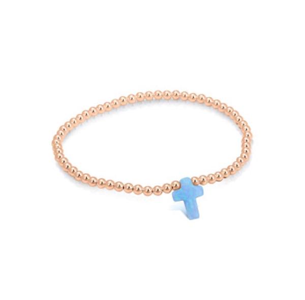 opalite cross rose gold beaded bracelet