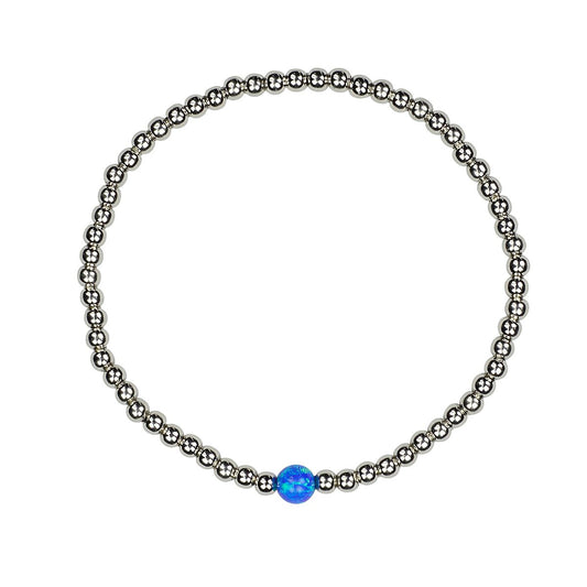 Opal ball beaded silver bracelet 