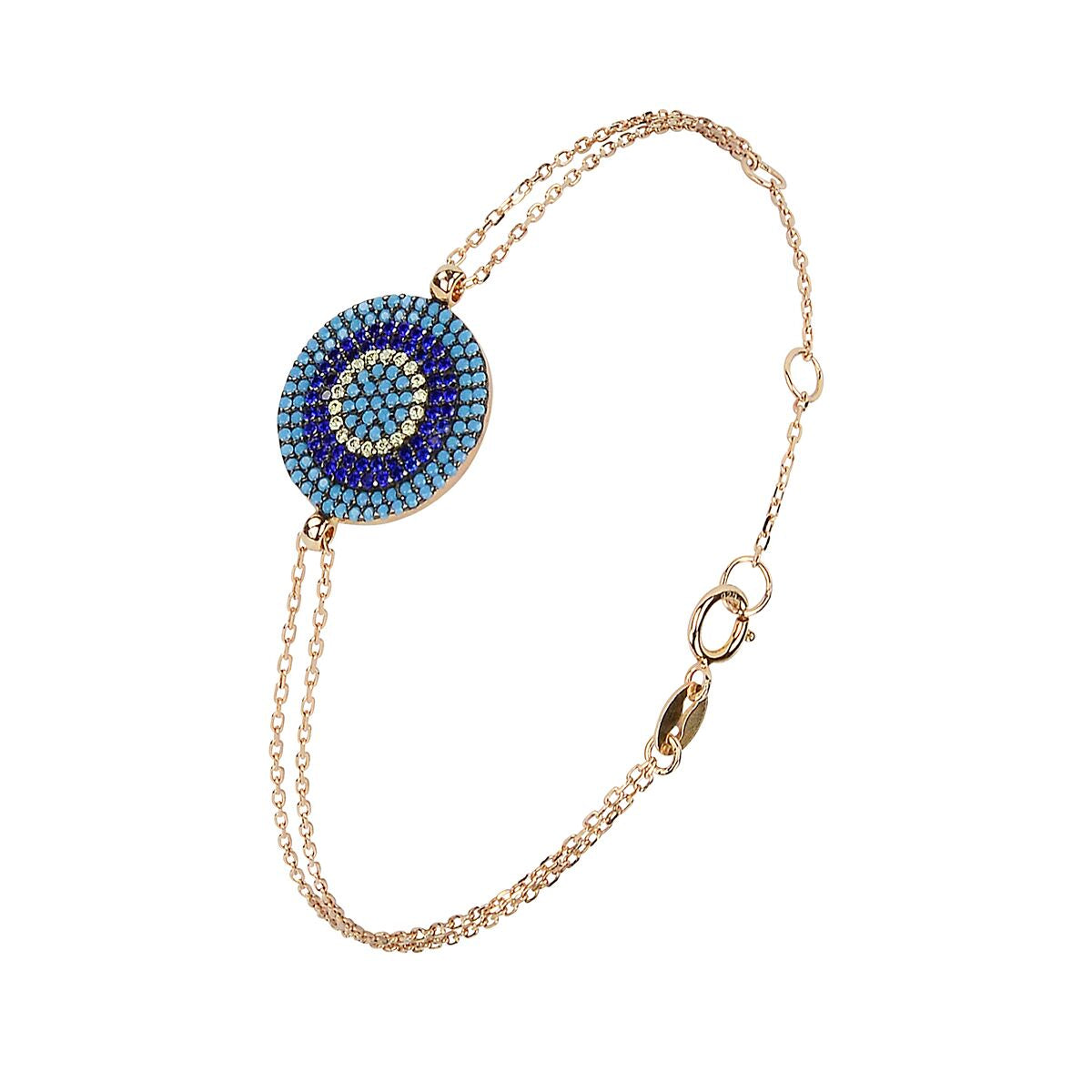 large evil eye double chain bracelet