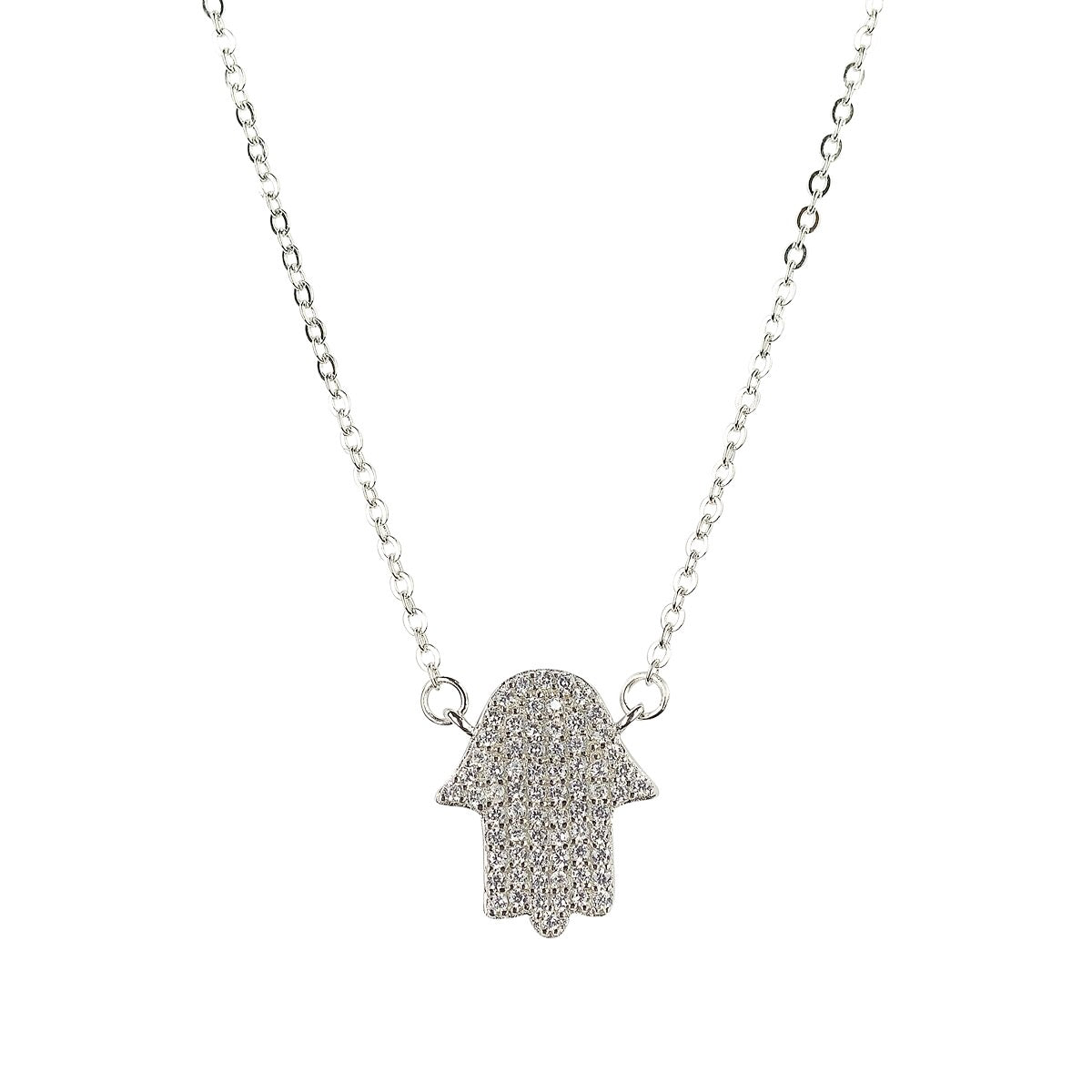 hamsa hand sterling silver necklace