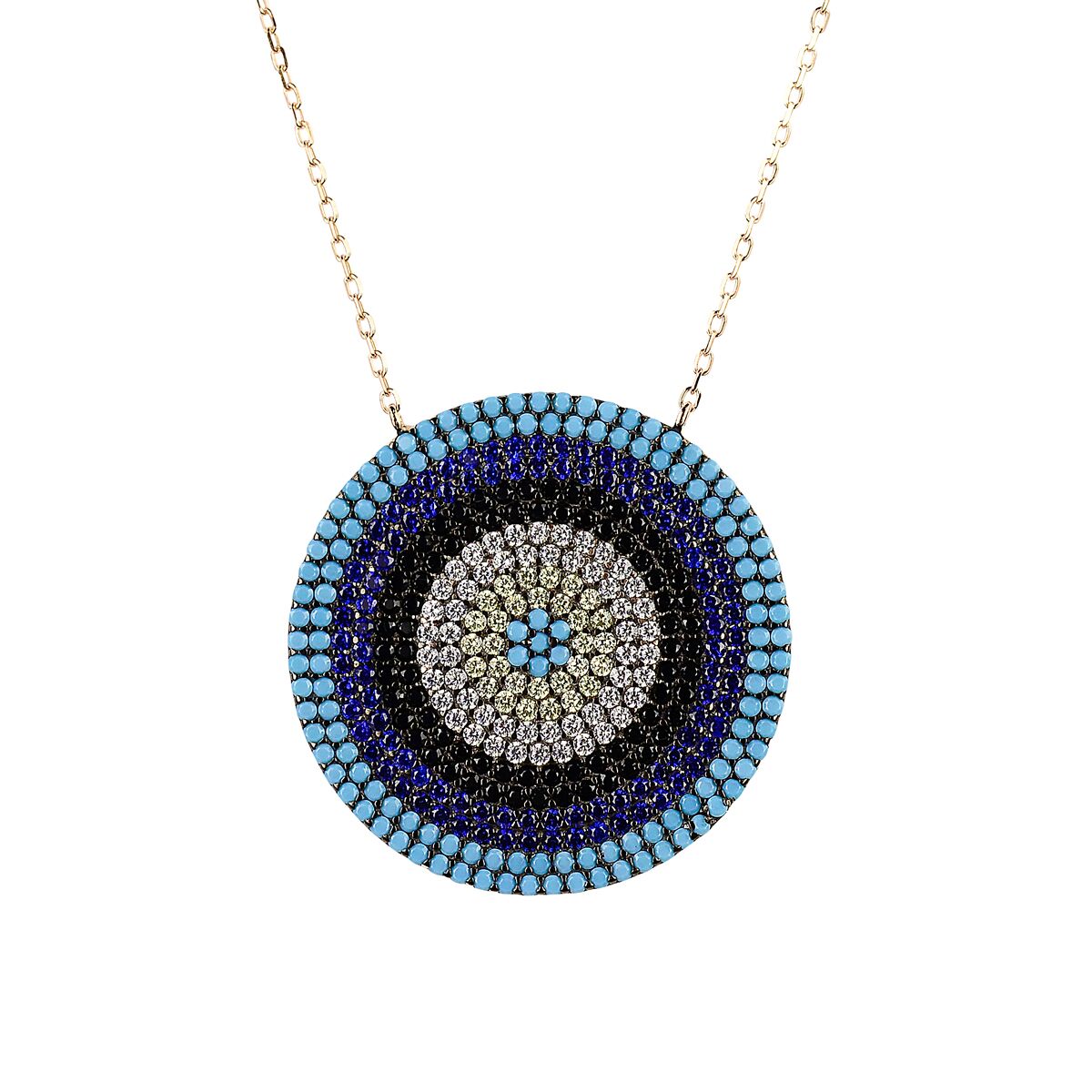 Large evil eye turquoise necklace 