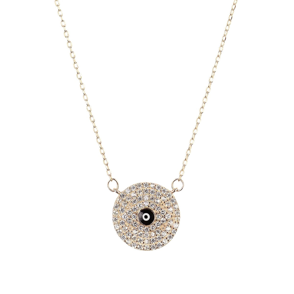 Evil eye surrounded by Swarovski crystals necklace 