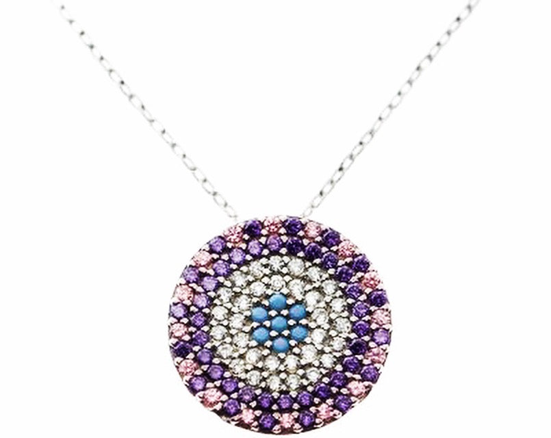 PURPLE RAIN EVIL EYE NECKLACE