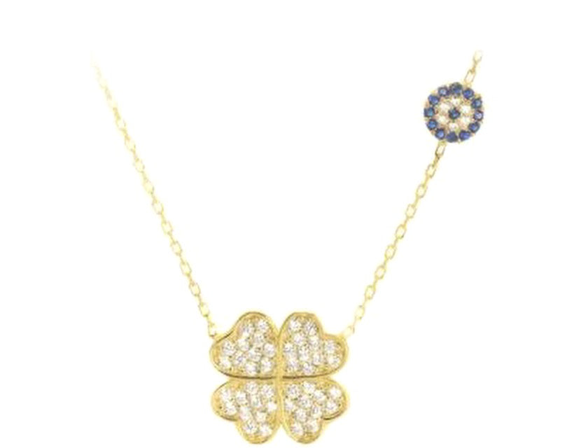 LAUREN EVIL EYE AND CLOVER NECKLACE