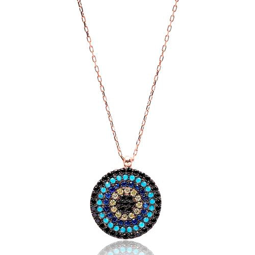 Rose Gold evil eye necklace 