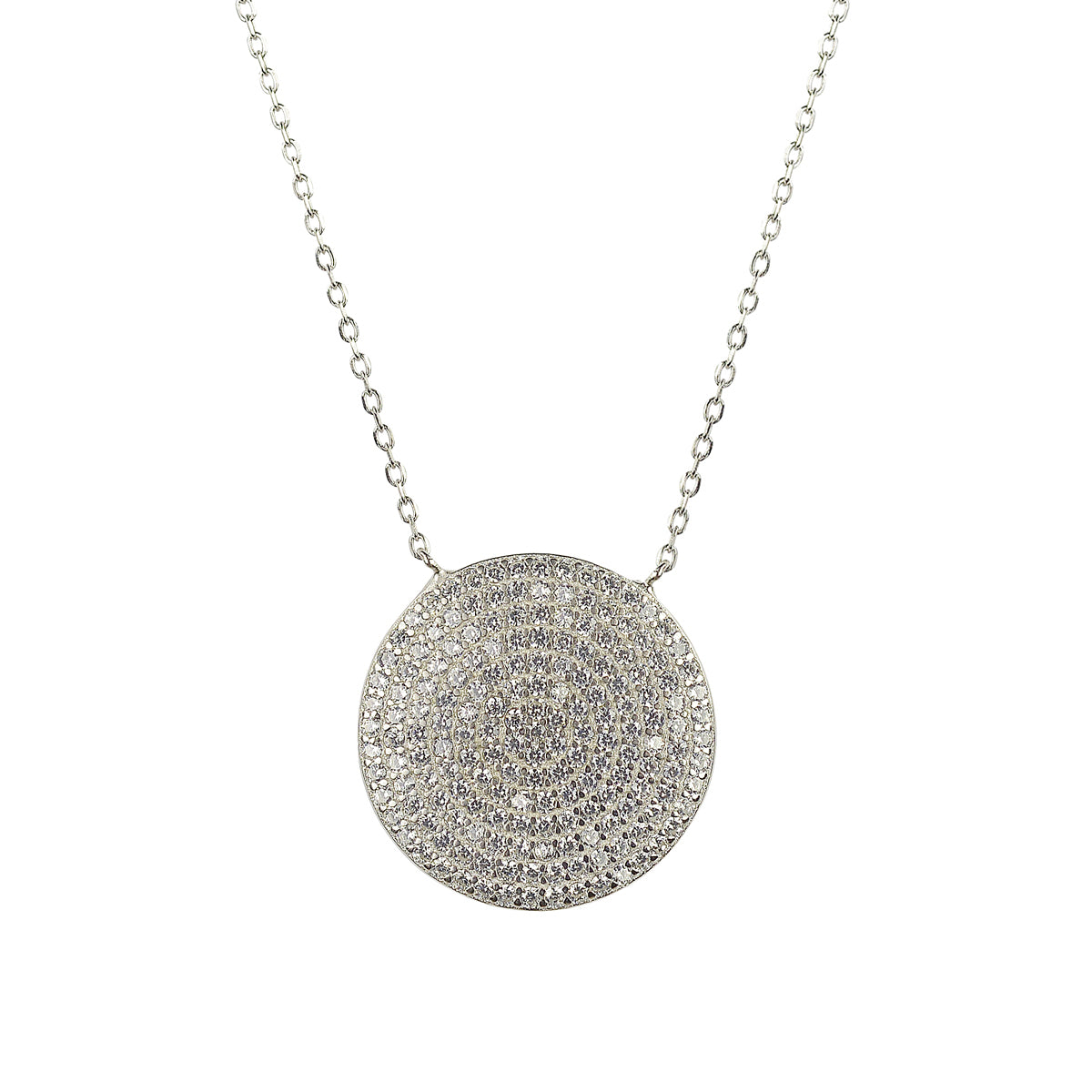 Disc necklace encrusted in crystals 