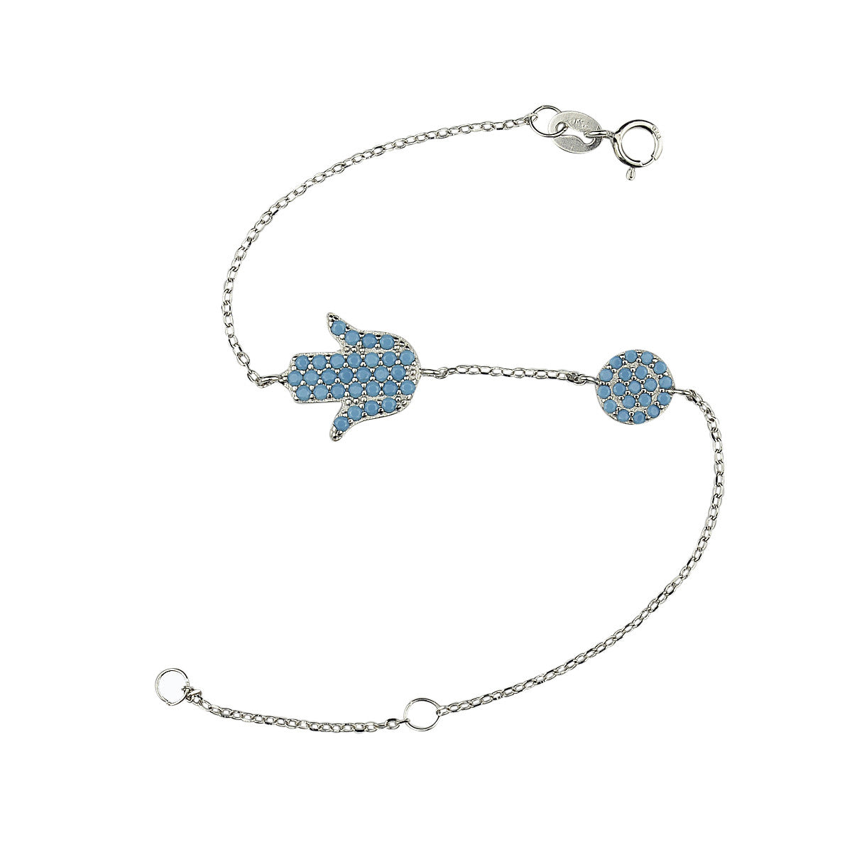 Turquoise Hamsa and evil eye bracelet