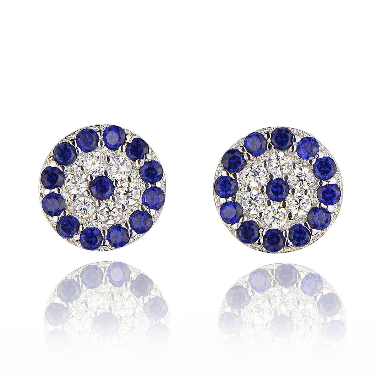 PROTECTIVE EVIL EYE SILVER EAR STUDS