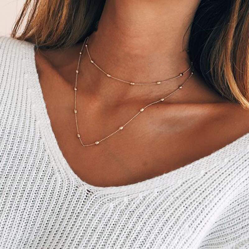 ERIKA DOUBLE CHAIN ROSE GOLD NECKLACE