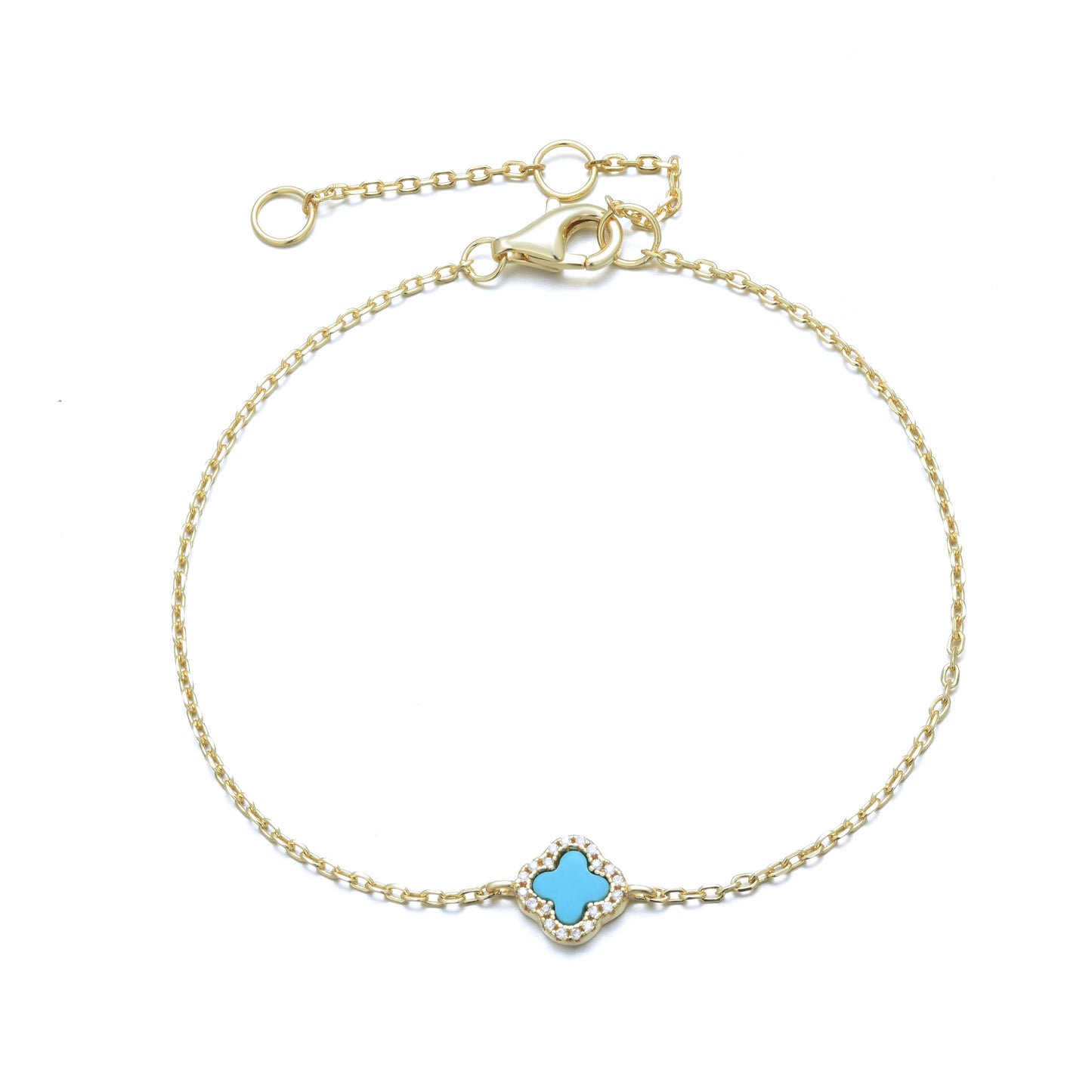 mini turquoise clover gold bracelet