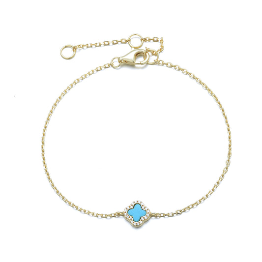 mini turquoise clover gold bracelet