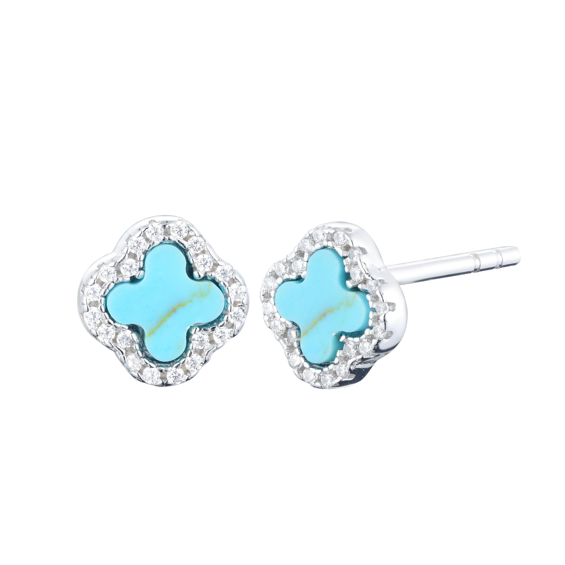 Mini turquoise clover studs 