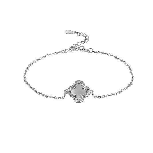 mother of pearl crystal clover bracelet