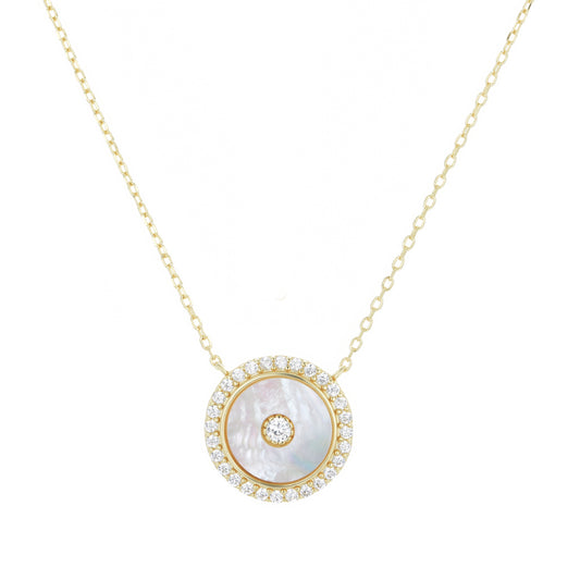 ADELINE ROUND MOTHER OF PEARL GOLD NECKLACE
