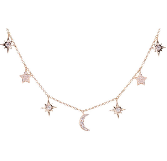 FLEUR MOON & STARS NECKLACE