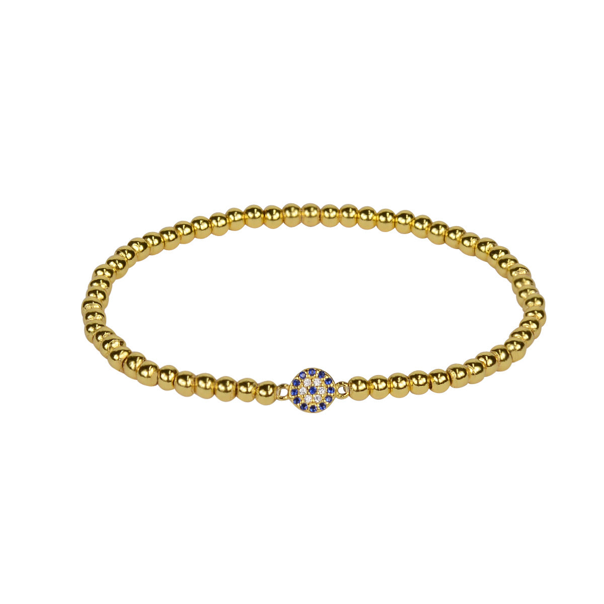 BE BOLD MINI EVIL EYE BEADED GOLD BRACELET