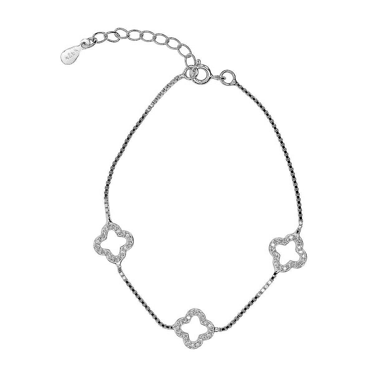 AMANDA THREE CLOVER SILVER BRACELET