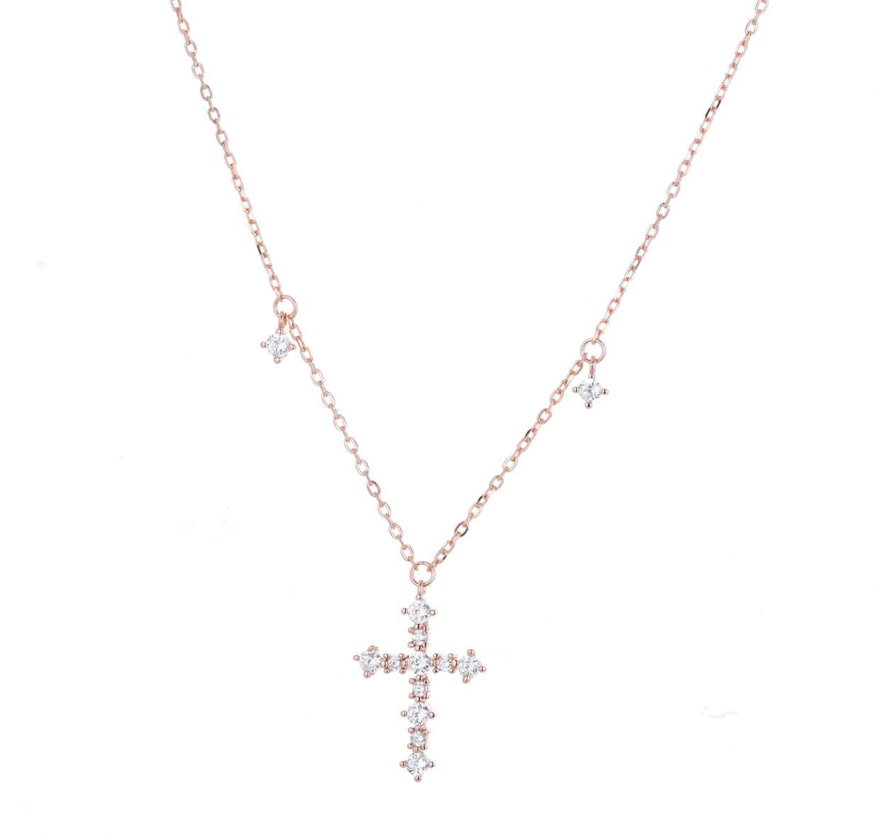 MILANA CRYSTAL CROSS ROSE GOLD NECKLACE