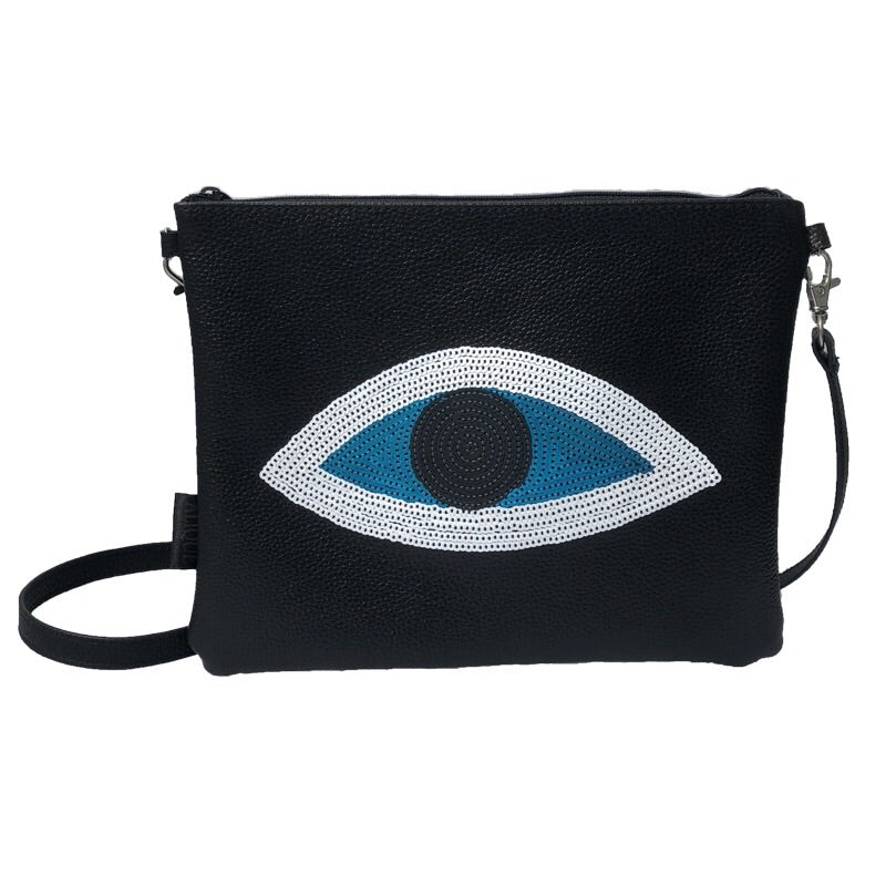 evil eye leather black bag