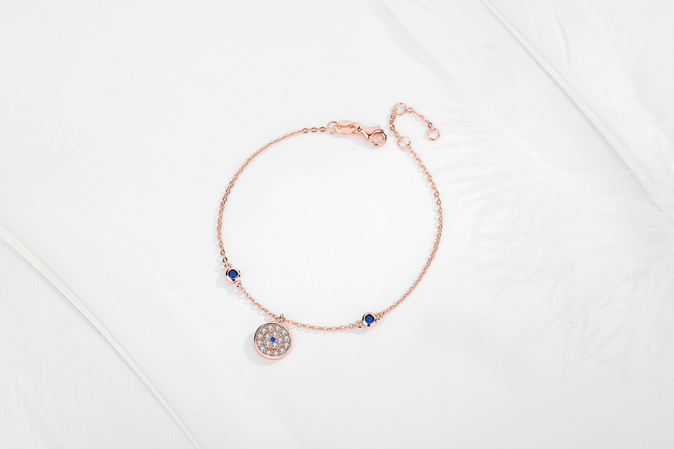 CINDY EVIL EYE ROSE GOLD CHARM BRACELET