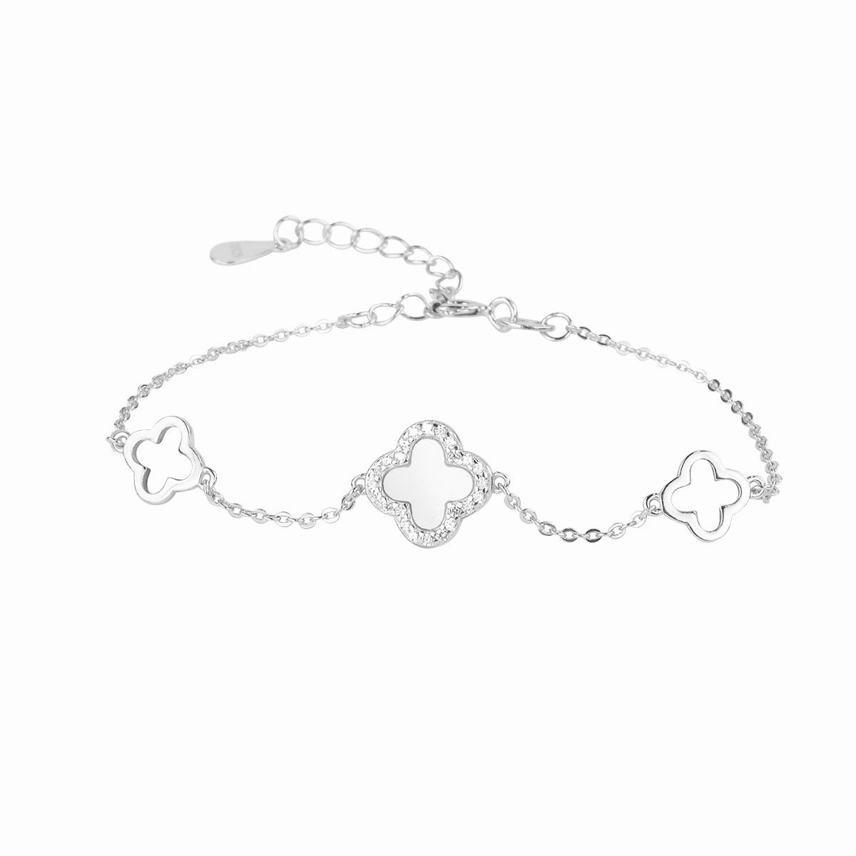 lily three clovers silver bracelet