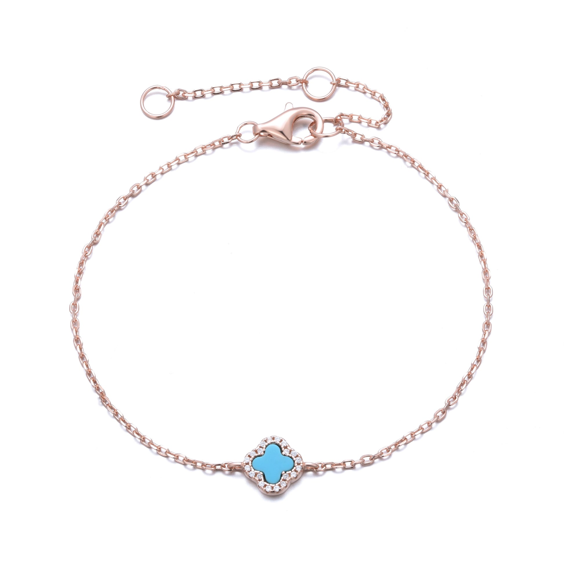 mini turquoise clover rose gold bracelet