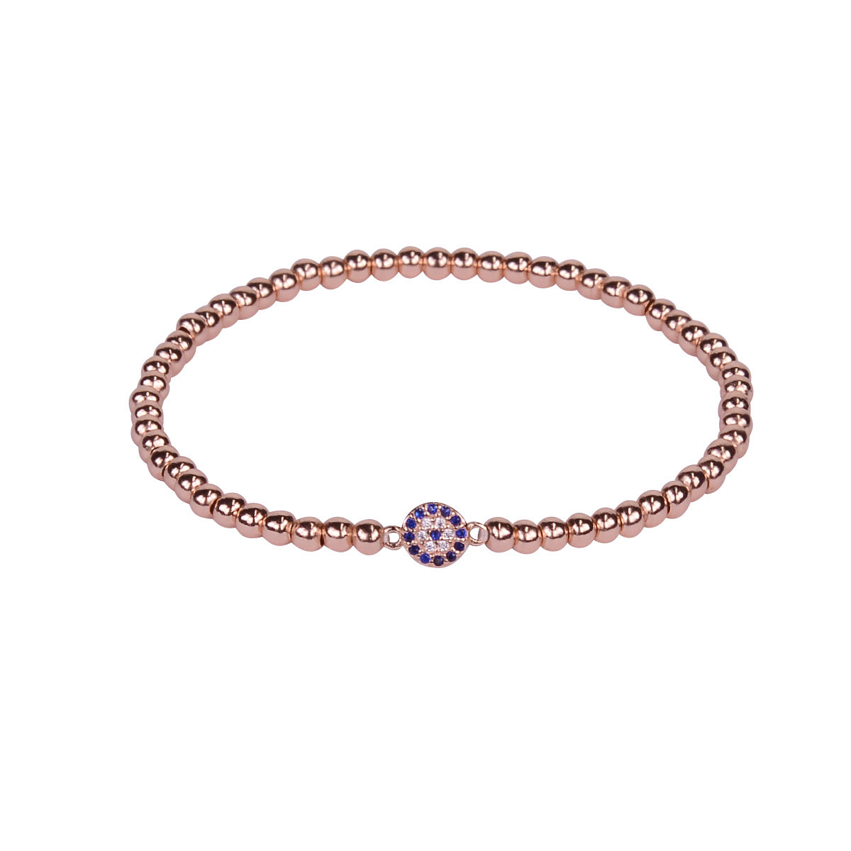 evil eye rose gold beaded bracelet