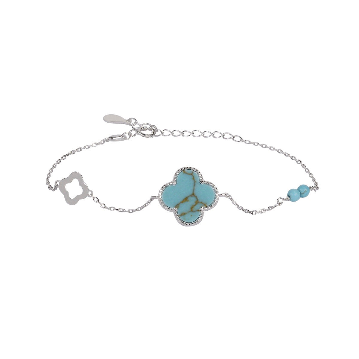kara turquoise clover silver bracelet