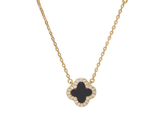 noir black clover gold necklace 
