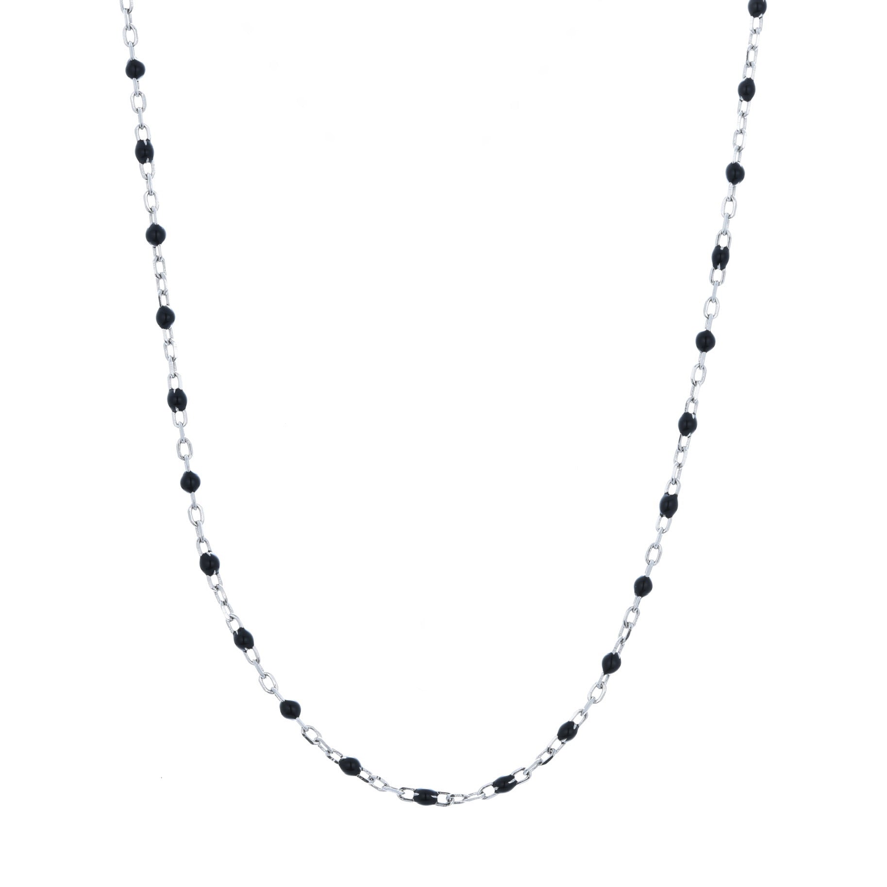 black beaded silver necklace