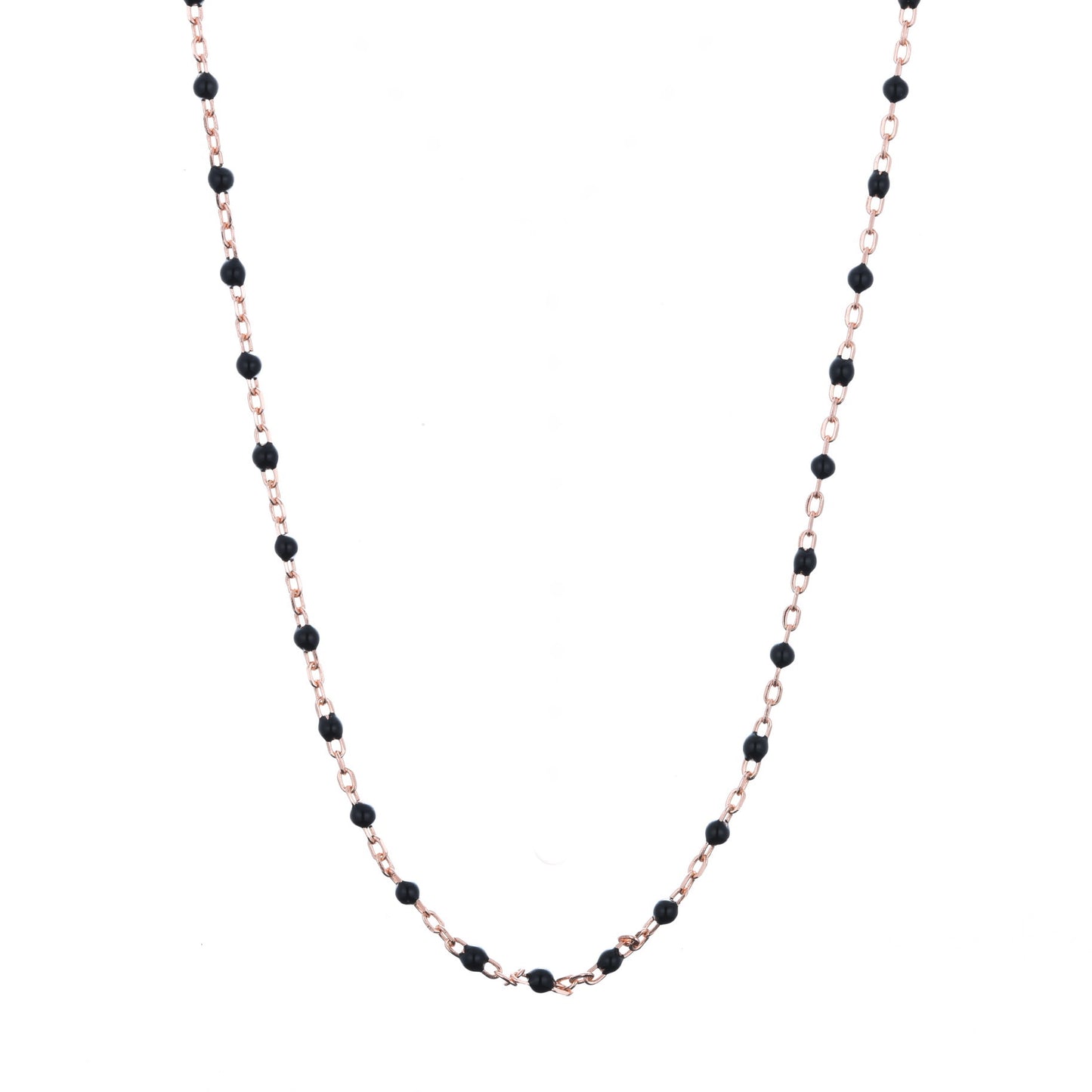 black beaded rose gold necklace
