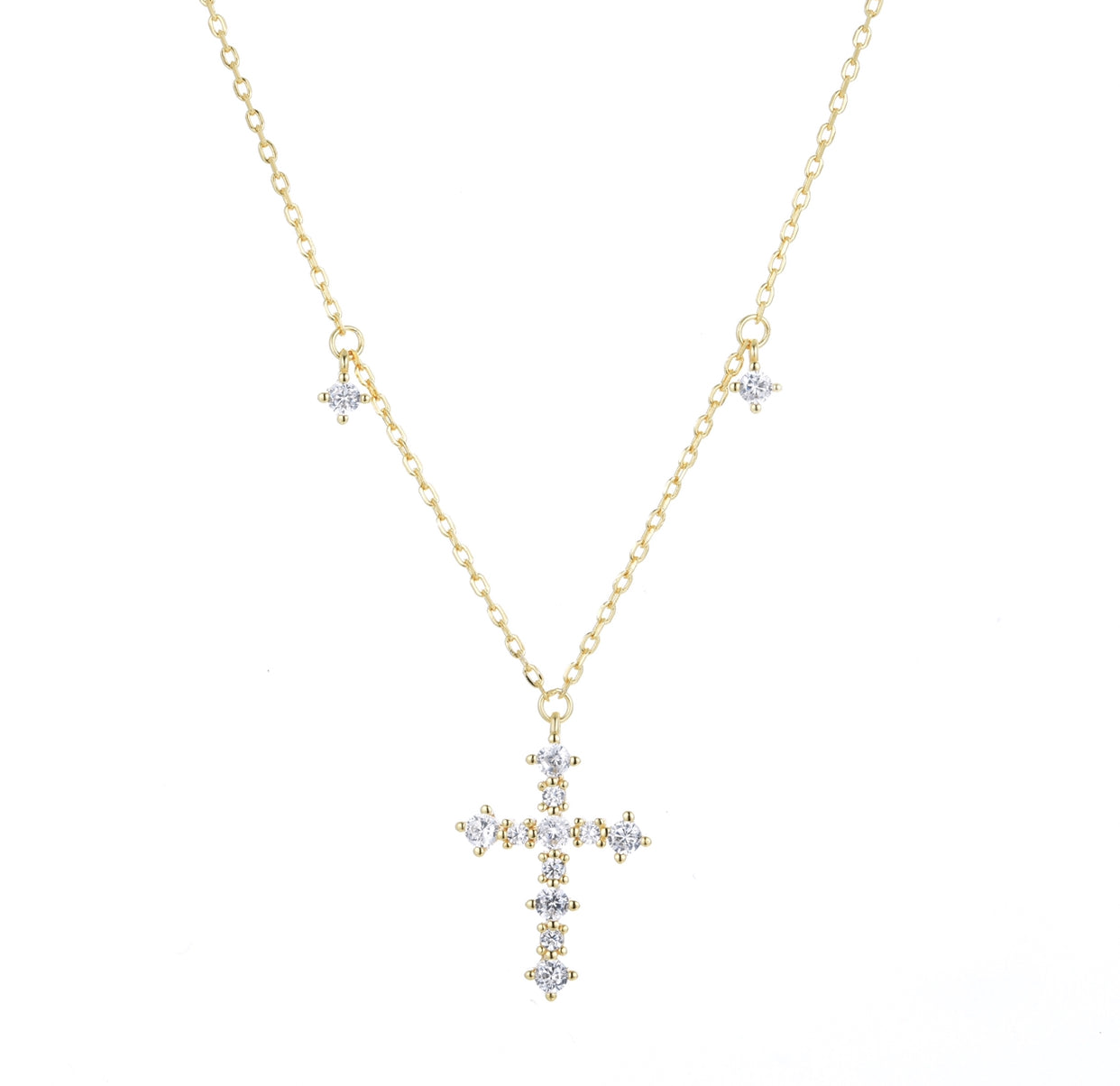 MILANA CRYSTAL CROSS GOLD NECKLACE