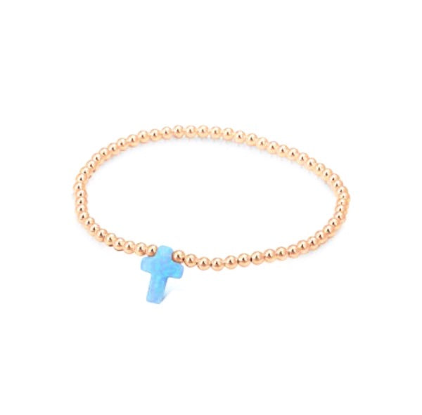 OPALITE CROSS BEADED GOLD BRACELET