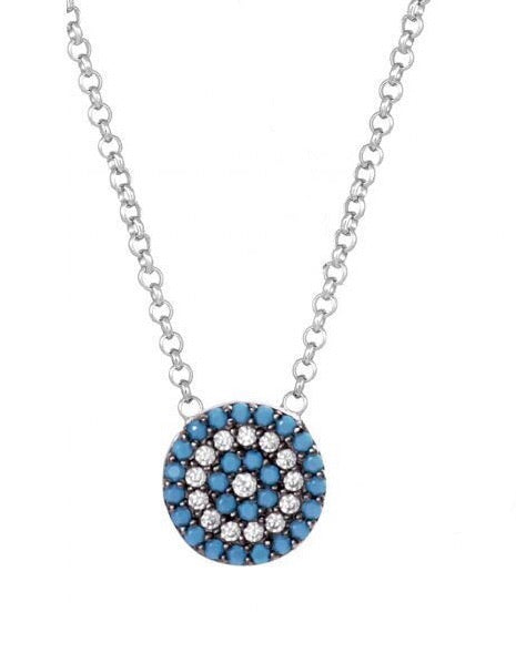 turquoise evil eye silver necklace