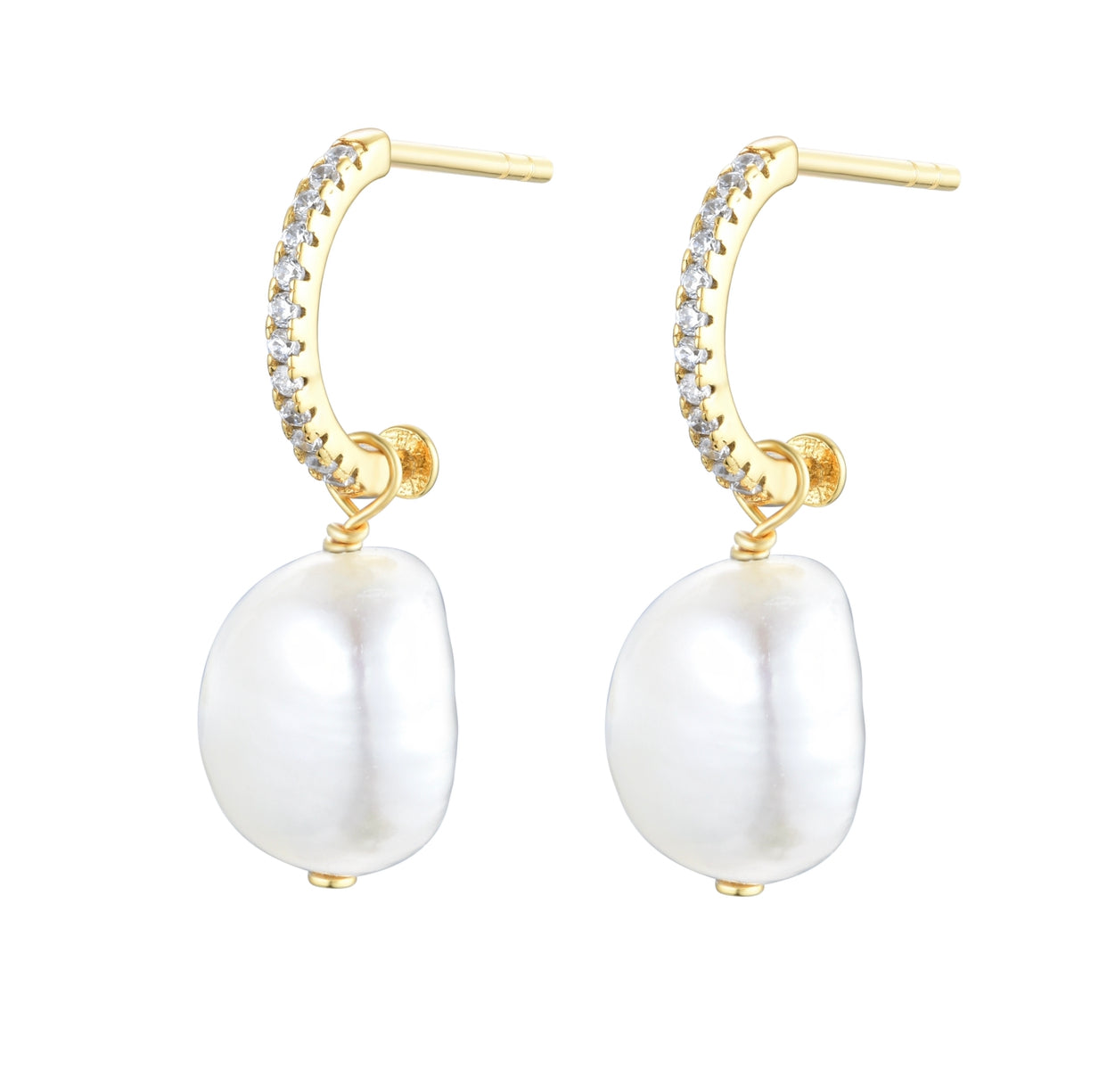 MARGOT FRESHWATER PEARL CRYSTAL GOLD EARRINGS