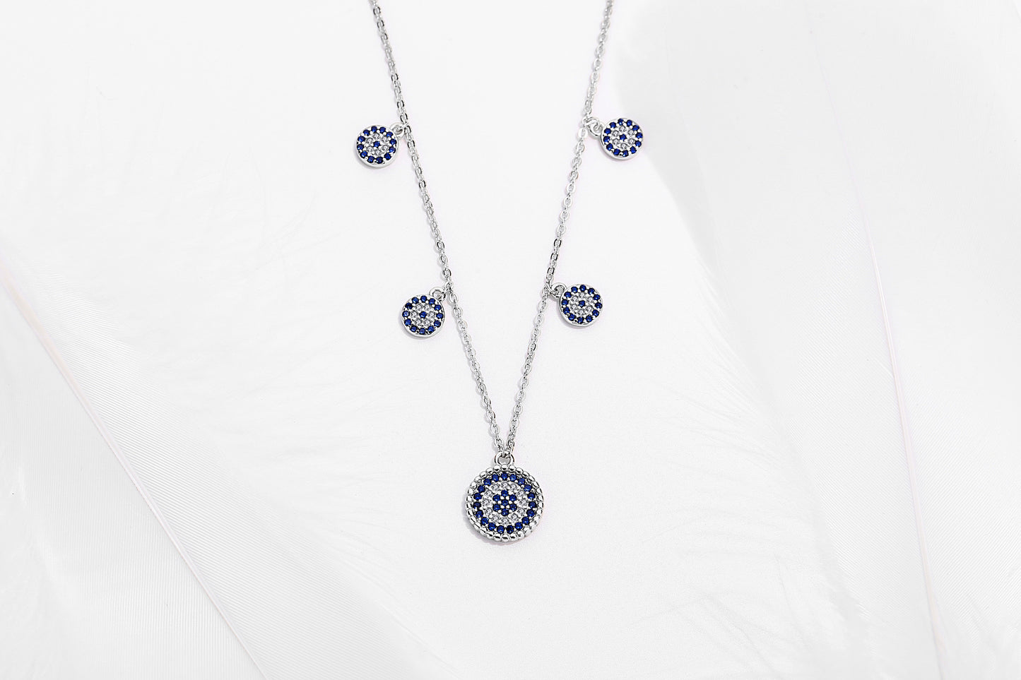 IVY EVIL EYE CHARM SILVER NECKLACE