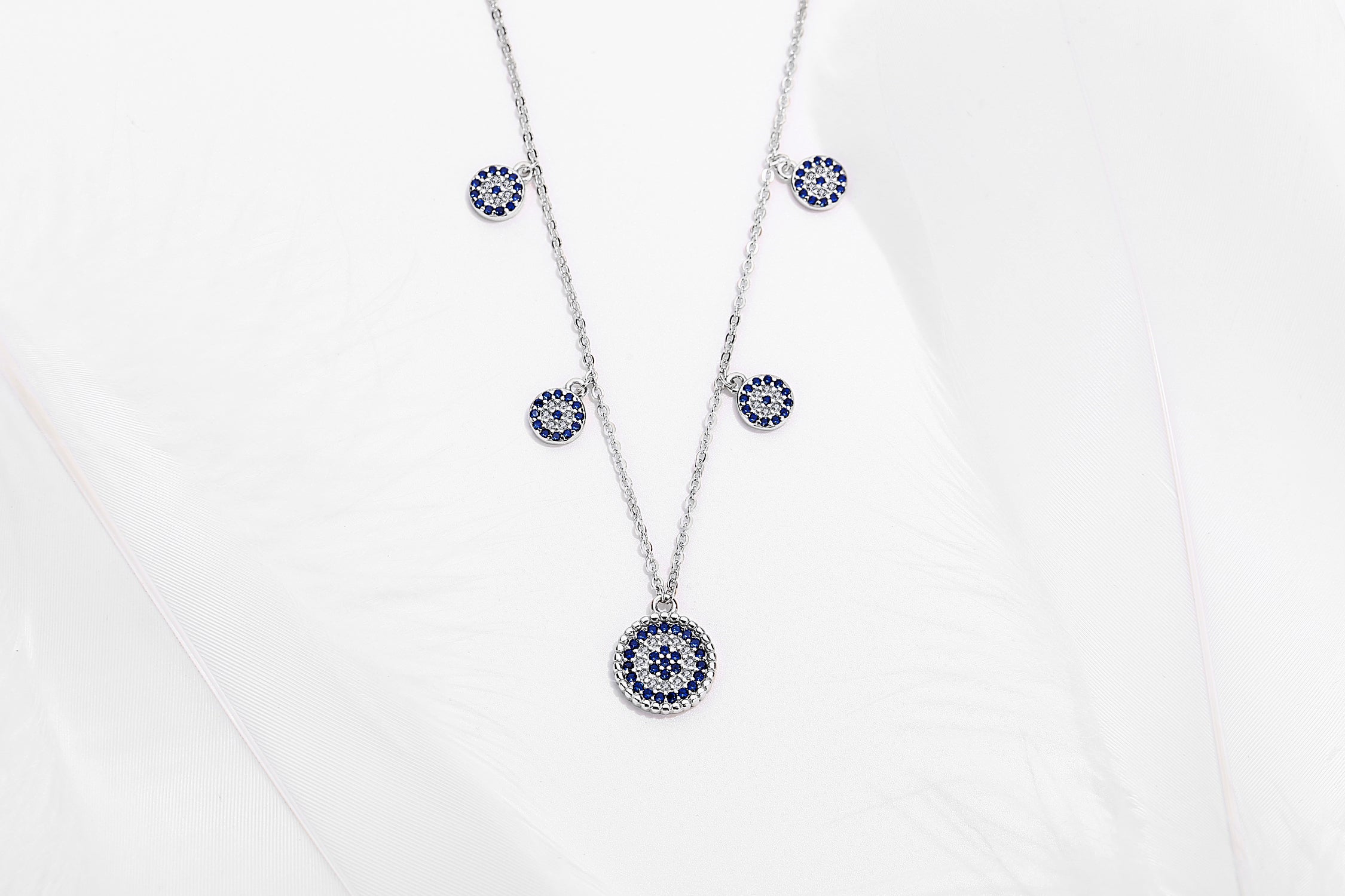 IVY EVIL EYE CHARM SILVER NECKLACE