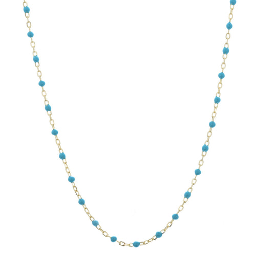 blue beaded gold necklace