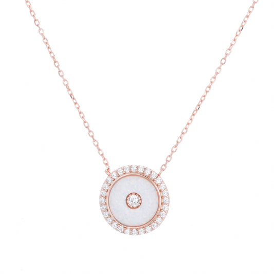 ALYNAH ROUND OPAL ROSE GOLD NECKLACE