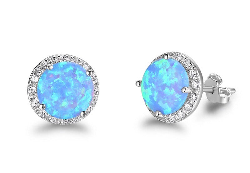 opal silver earrings 