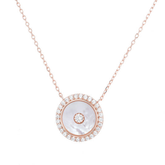 ADELINE ROUND MOTHER OF PEARL ROSE GOLD NECKLACE