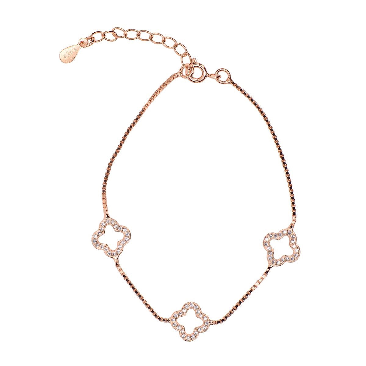 AMANDA THREE CLOVER ROSE GOLD BRACELET