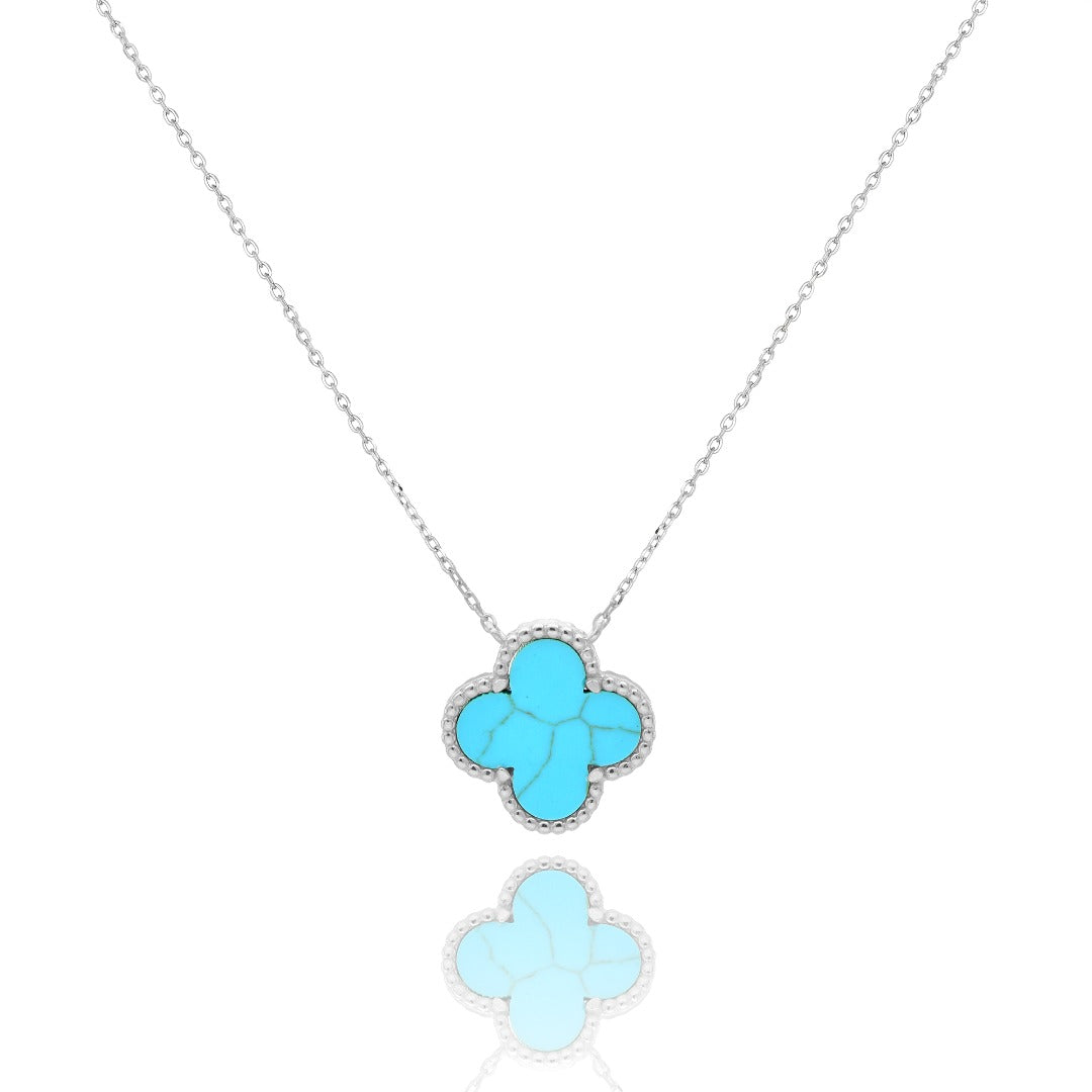 NAIA TURQUOISE CLOVER SILVER NECKLACE