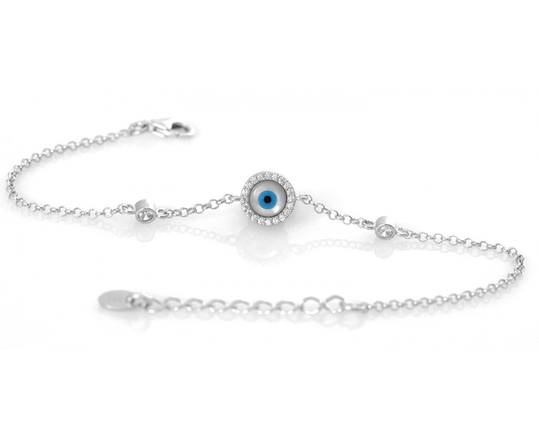 MOTHER OF PEARL EVIL EYE BRACELET