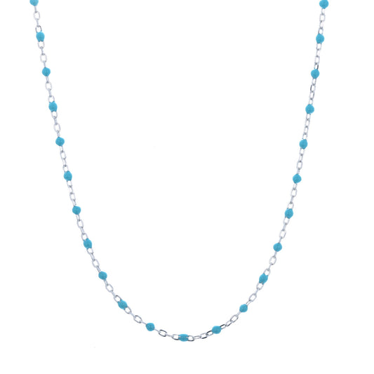 blue beaded silver necklace 