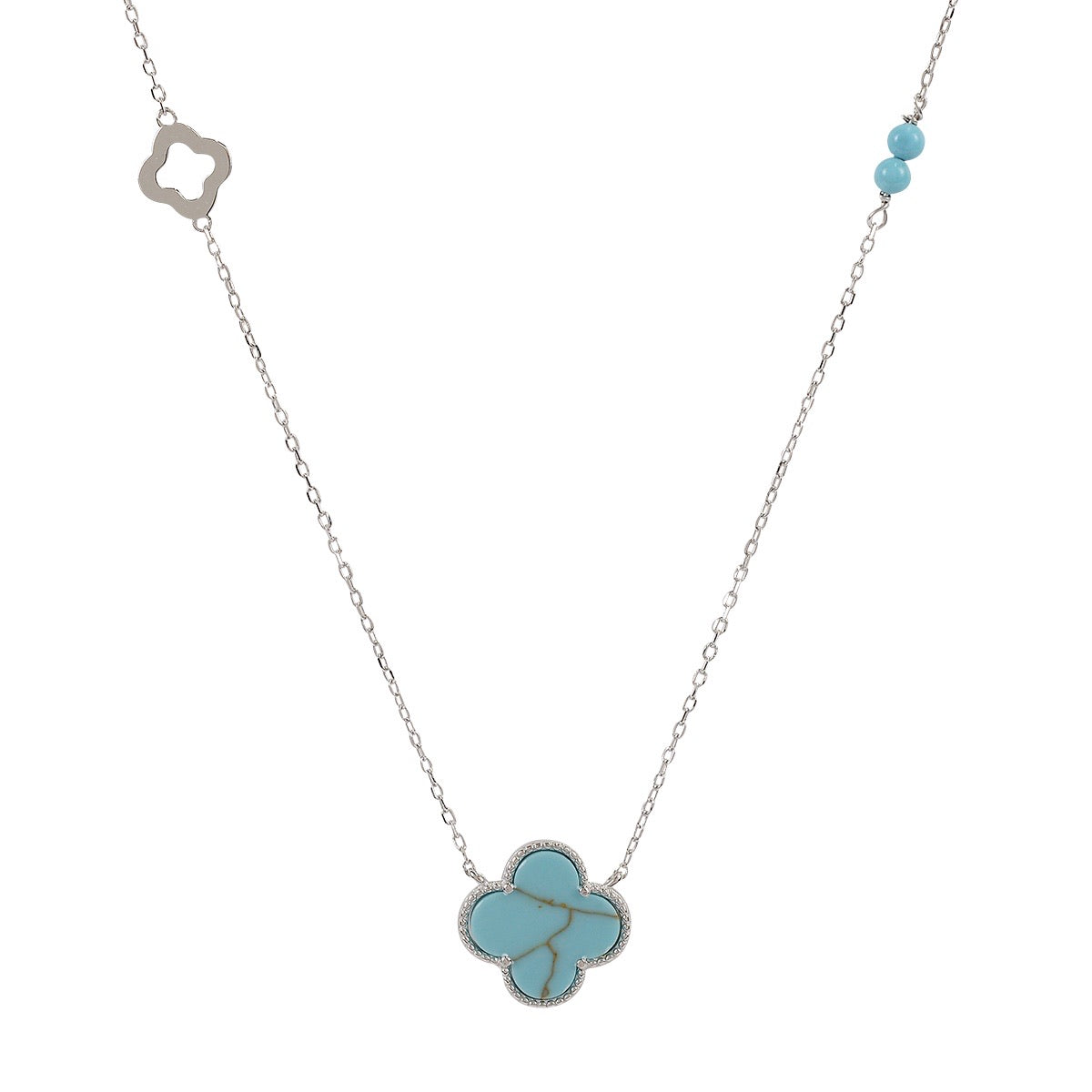 kara turquoise clover silver necklace